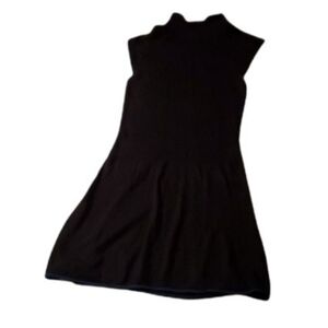 AX Armani Exchange Dress Size S black ribbed sweater dress and blue trim